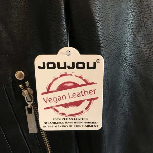 NWT Jou Jou Black Vegan Leather Biker Jacket - Picture 2 of 6